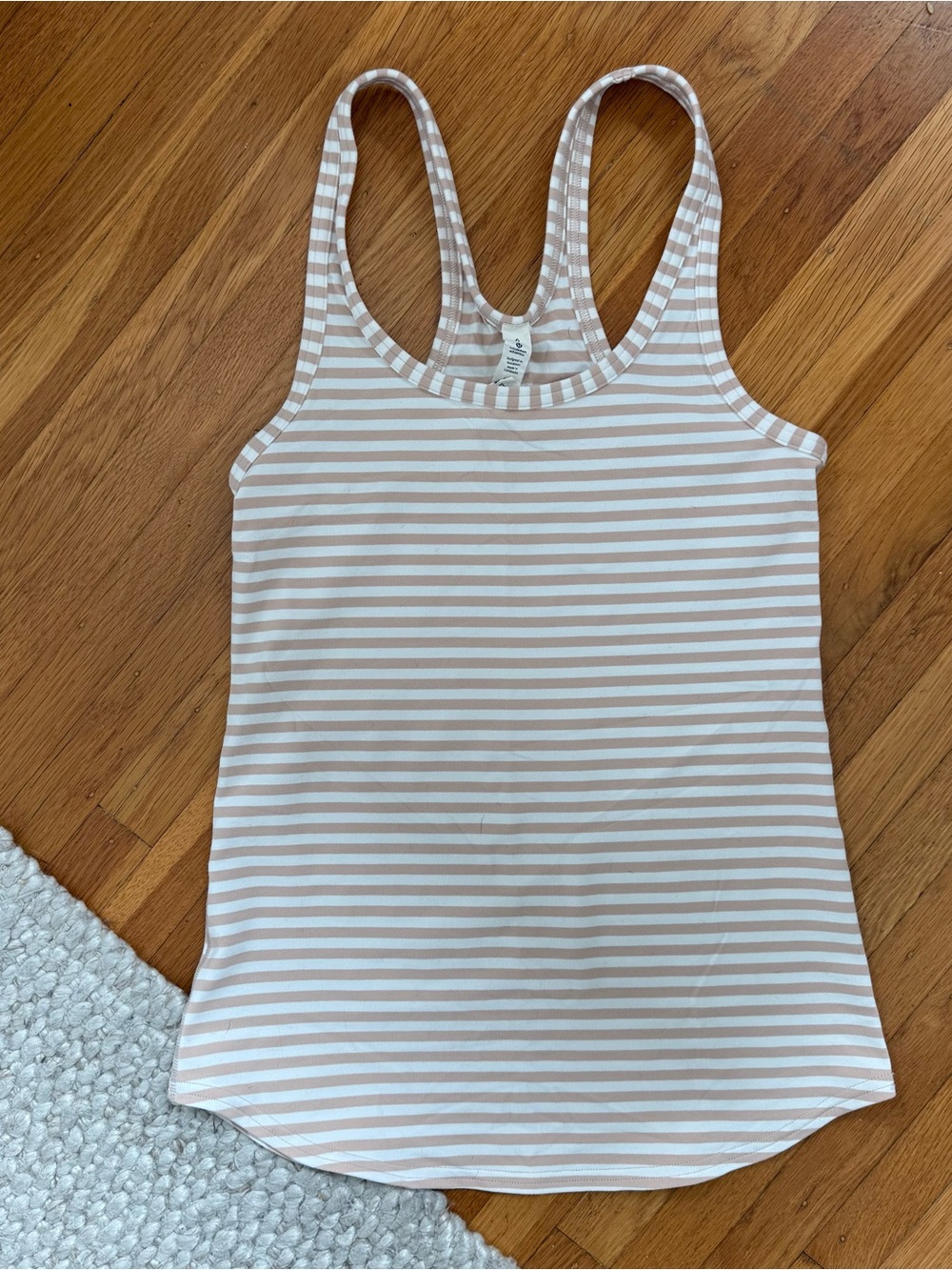 lululemon athletica Beige and White Striped Racerback Tank
